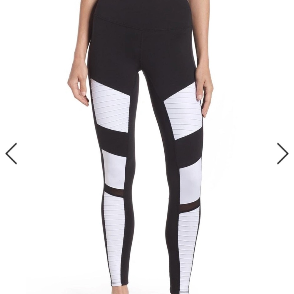 Alo Yoga Black And White High Waist Moto Legging